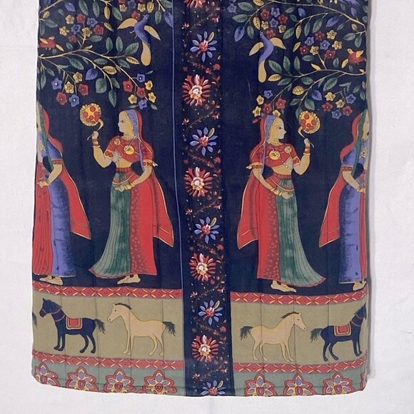 Qianbaiy Chinese Style Printed Quilted Long Coat Jacket S - Picture 13 of 16